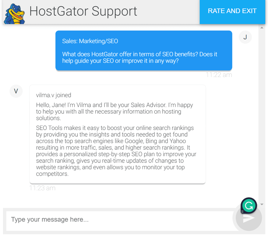 HostGator live chat 2  - HighTechBlogging