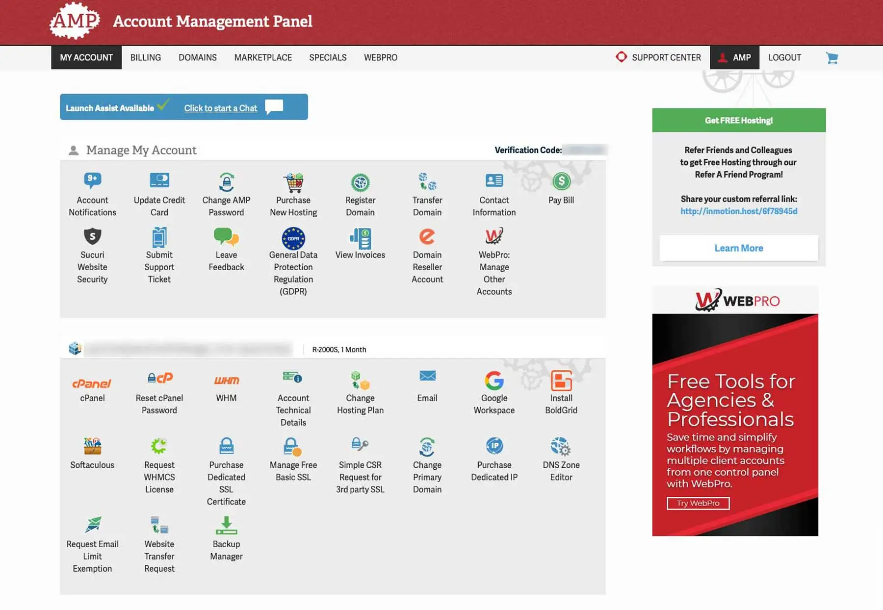 InMotion Hosting Dashboard