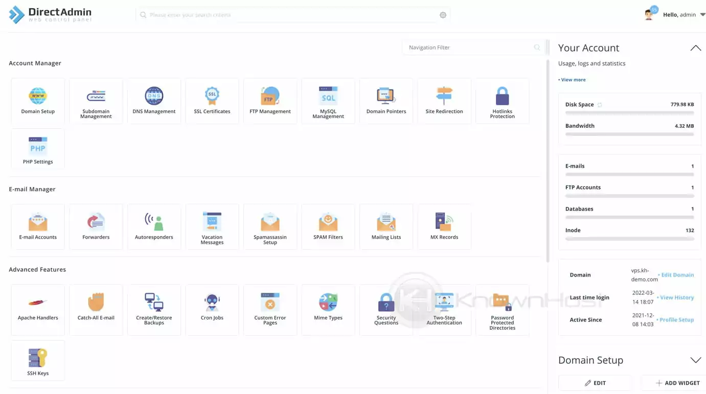 KnownHost Control Panel - Hightech Blogging