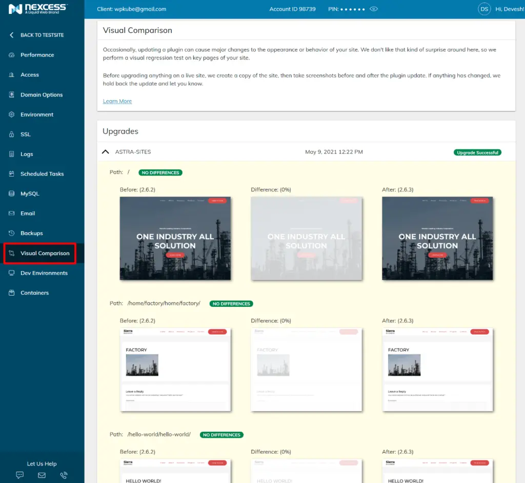 Nexcess Visual Comparision - HighTechBlogging