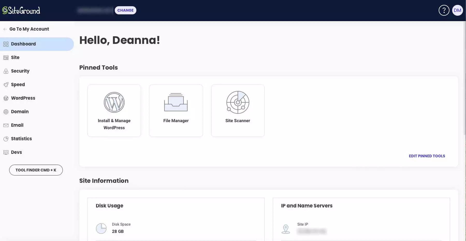 SiteGround Dashboard - HighTechBlogging