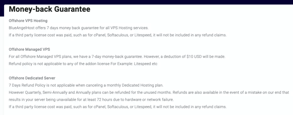 BlueAngelHost Refund Policy hightechblogging