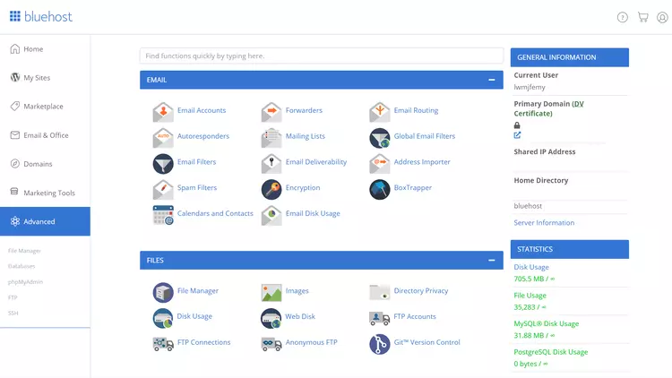Bluehost CPanel - HighTech Blogging