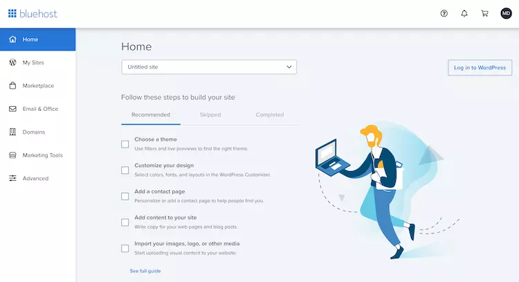 Bluehost Main Dashboard Copy - HighTech Blogging