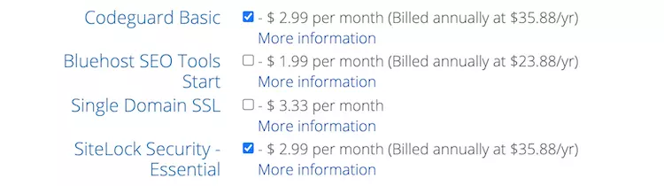 Bluehost Paid Security Features - HighTech Blogging
