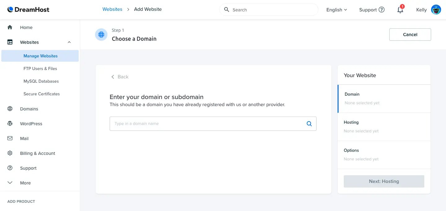 DreamHost Choose a Domain Name - HighTechBlogging - HighTechBlogging