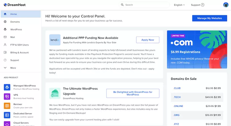 Dreamhost Control Panel - HighTech Blogging