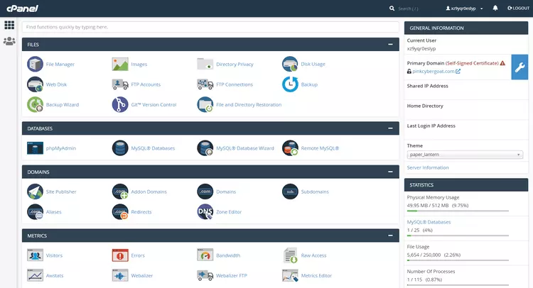 GoDaddy Cpanel Interface - HighTech Blogging