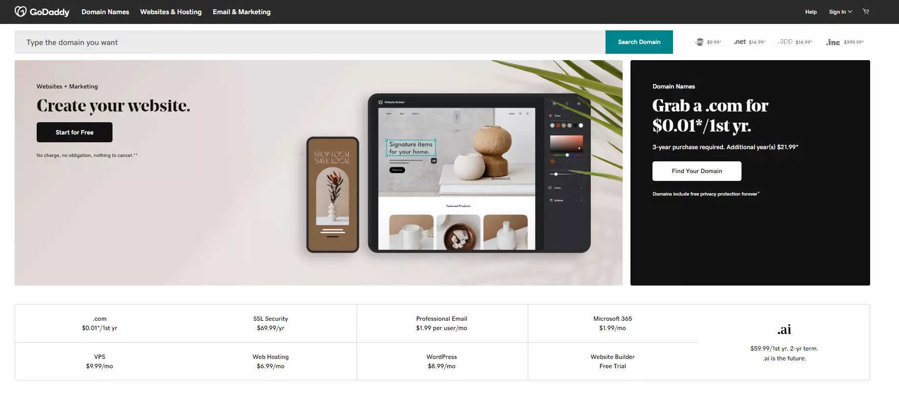 Godaddy HomePage - HighTechBlogging