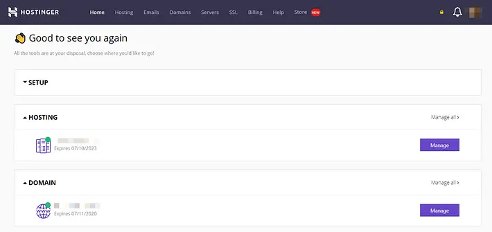 Hostinger Dashboard 1 - HighTech Blogging
