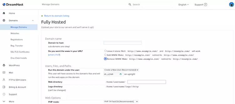 How to add a domain and install SSL with DreamHost