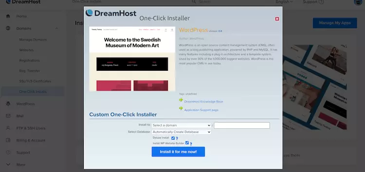 How to install WordPress with DreamHost