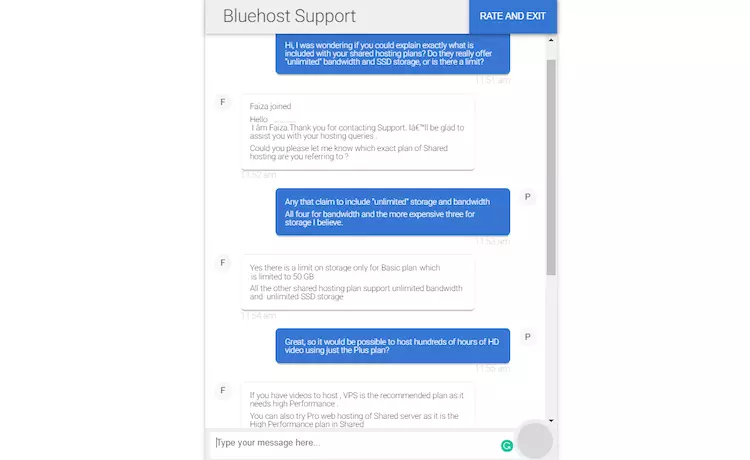 Live chat with Bluehost - HighTech Blogging