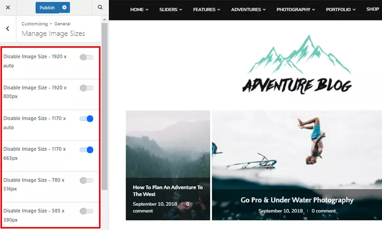 Manage Image SizesHighTechBlogging