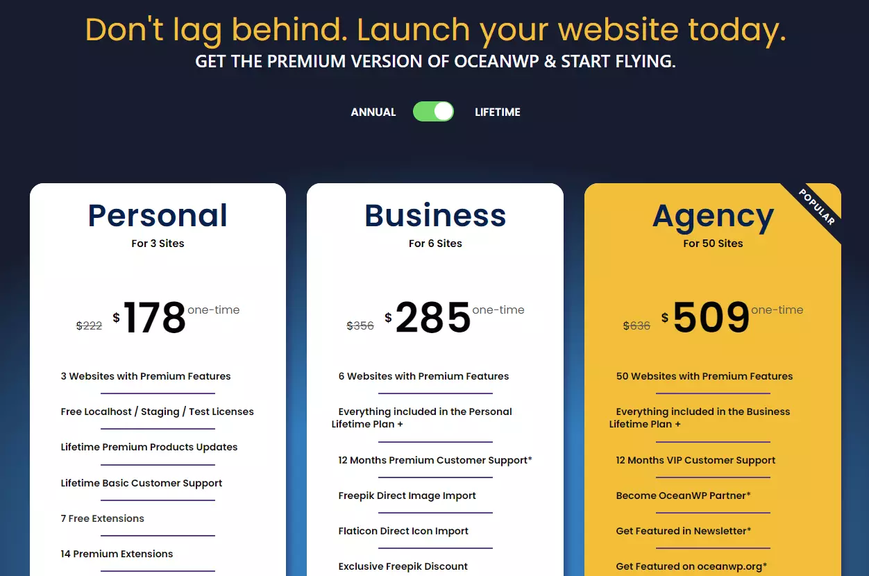 OceanWP Lifetime Pricing - HighTech Blogging