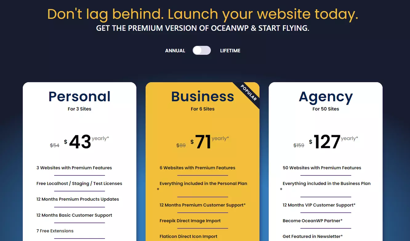 OceanWp Annual Pricing - HighTech Blogging