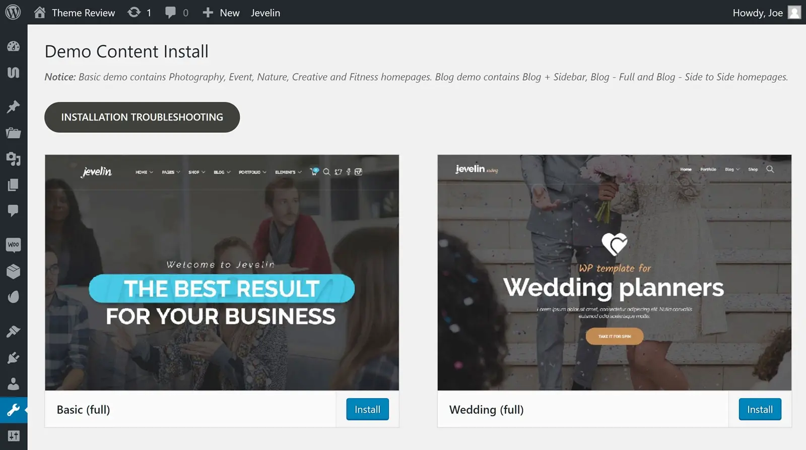 One Click Demo Content Importer HighTechBlogging