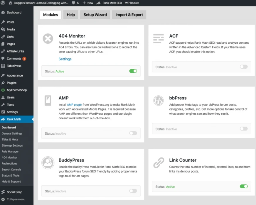 RankMath modules - HighTechBlogging