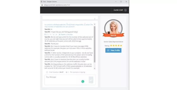 SiteGround Live Chat - HighTech Blogging