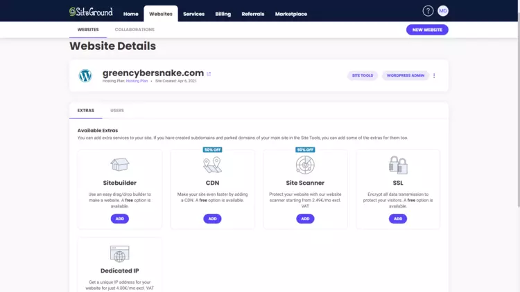 SiteGround Website Management Dashboard - HighTech Blogging