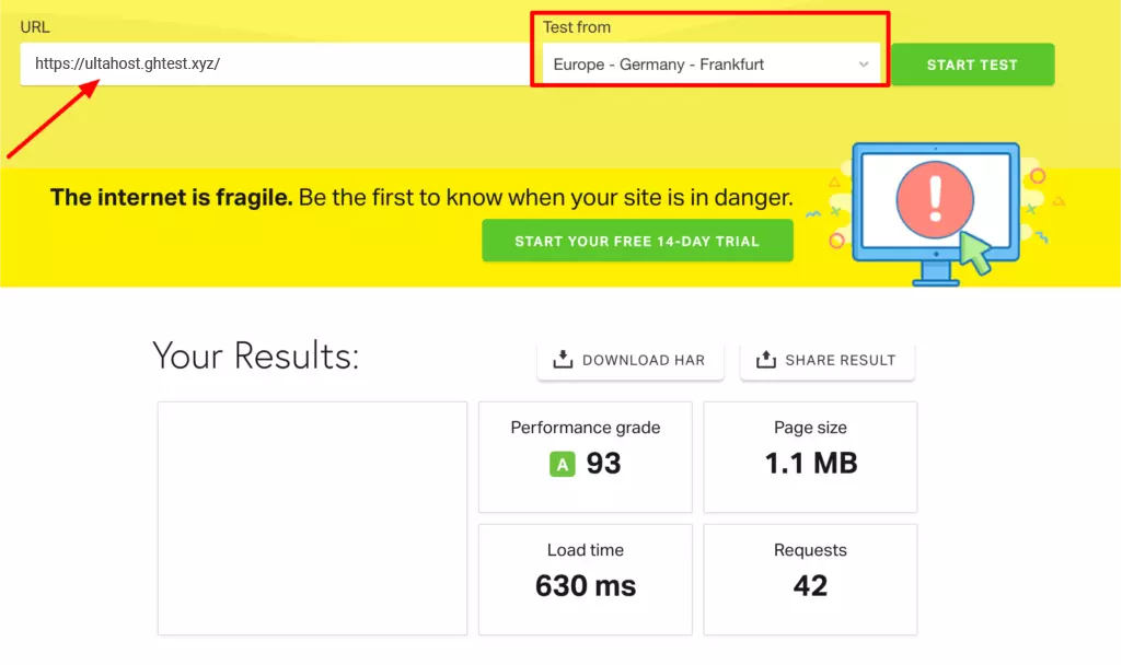 Speed Test by Pingdom HighTechBlogging