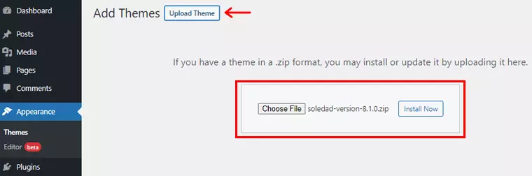 Upload the Theme and Install it HighTechBlogging
