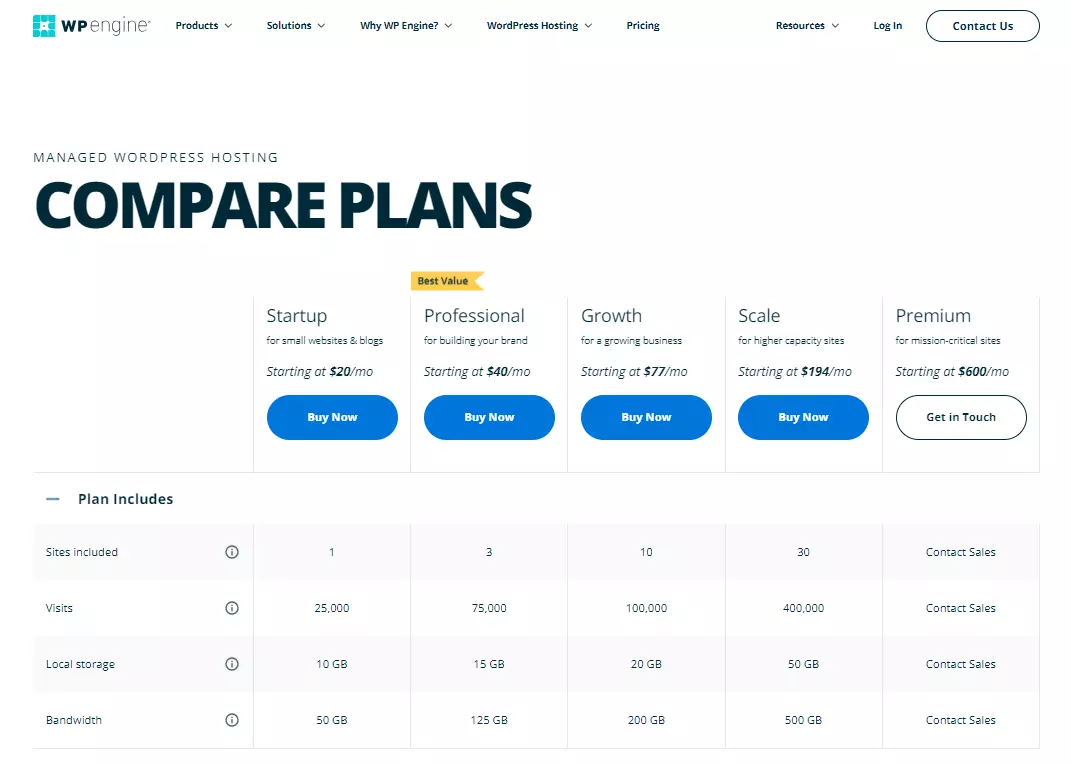WP Engine Price Plan Compare - HighTech Blogging