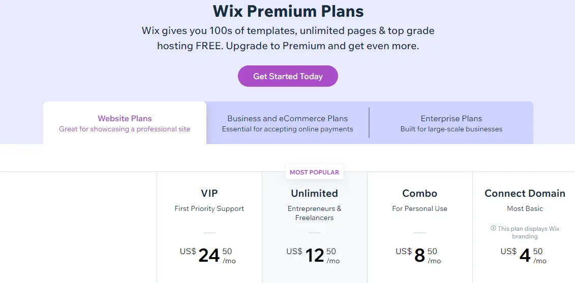 Wix Pricing - HighTech Blogging