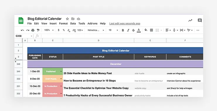 Create an Editorial Calendar - HighTechBlogging