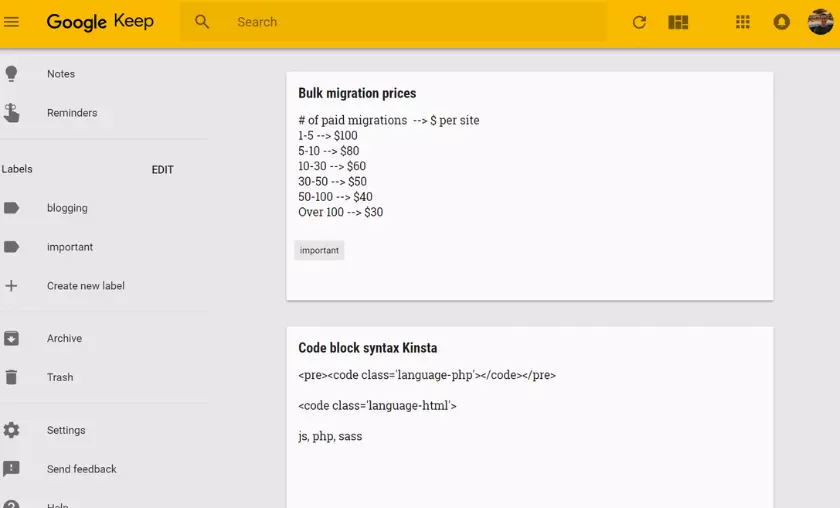Google Keep HighTechBlogging